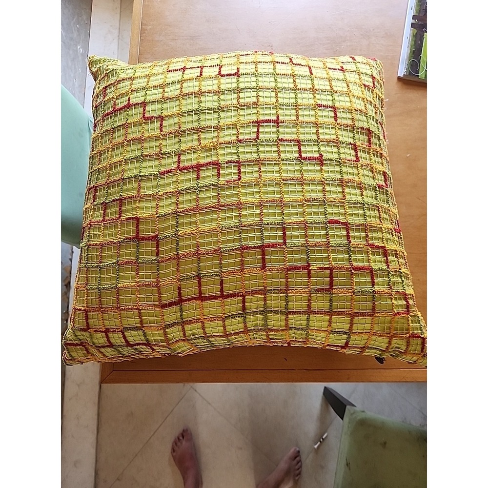 Pair Of Multi Colored Vtg Pier One Throw Pillow‎ Green Plaid